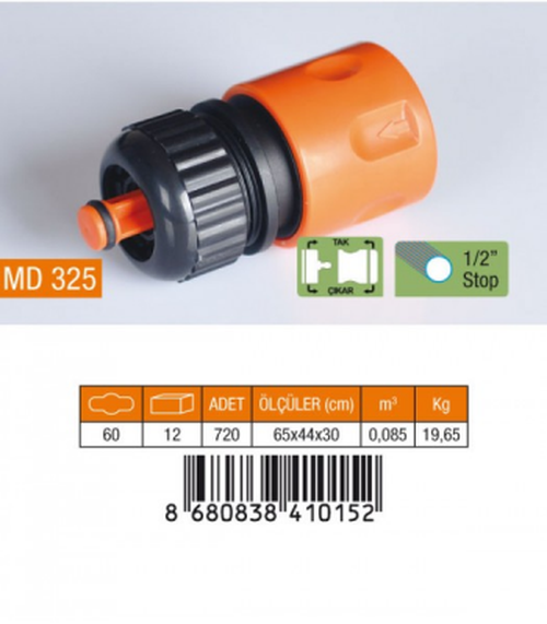 1/2 HORTUM BAĞLANTI ADAPTÖRÜ STOPLU (5538) 1