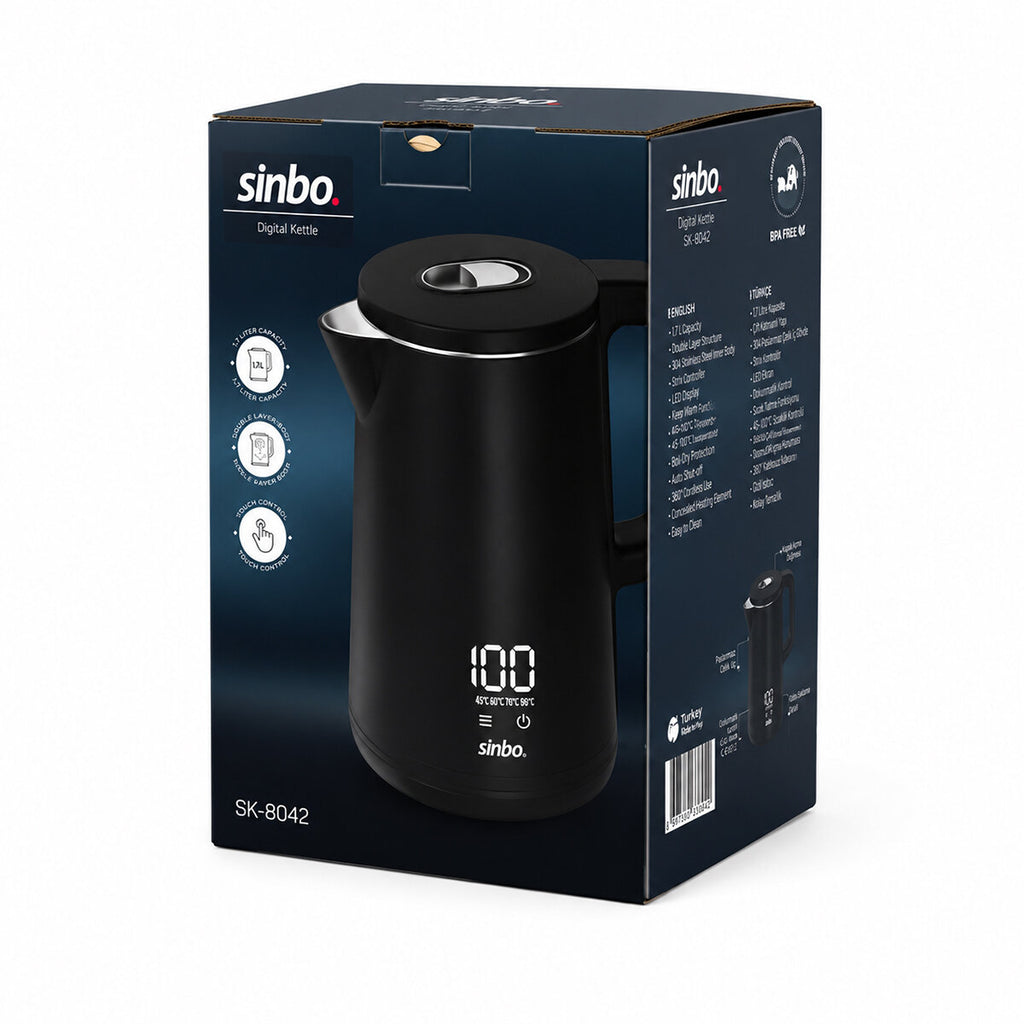 1.8L 1500W PLASTİK KAPAK - DOKUNMATİK EKRAN DİJİTAL KETTLE SU ISITICISI KABLOSUZ KULLANIM SK-8042 (5538) 3