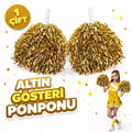 1 Çift ( 2 Adet ) Altın Renk 23 Nisan 19 Mayıs 29 Ekim Okul Gösteri Ponponları Ekstra Dolgun (5538) 1