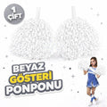 1 Çift ( 2 Adet ) Beyaz Renk 23 Nisan 19 Mayıs 29 Ekim Okul Gösteri Ponponları Ekstra Dolgun (5538) 1