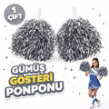 1 Çift ( 2 Adet ) Gümüş Renk 23 Nisan 19 Mayıs 29 Ekim Okul Gösteri Ponponları Ekstra Dolgun (5538) 1