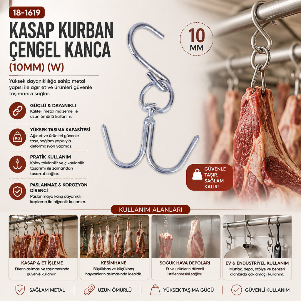 10 ADET 10MM W KASAP KURBAN ÇENGEL KANCA (5538) 2