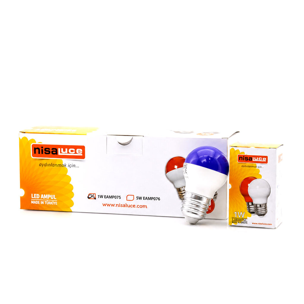 10 ADET 1W E27 MAVİ YUVARLAK GECE LAMBASI LED AMPUL EAMP-075 (5538) 2
