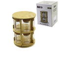10 PCS YUVARLAK - DÖNER STANDLI CAM - BAMBU KAPAK TUZLUK - BAHARATLIK BAMBU STAND (5538) 1