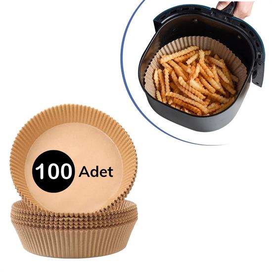 100 Adet Air Fryer Pişirme Kağıdı Tek Kullanımlık Yağlı Kağıdı Yuvarlak Tabak Model (5538) 1