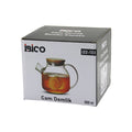 1000ML SADE DÜZ CAM DEMLİK BAMBU DIŞ YÜZEY - METAL İÇ YÜZEY - SİLİKON CONTALI KAPAK (5538) 1