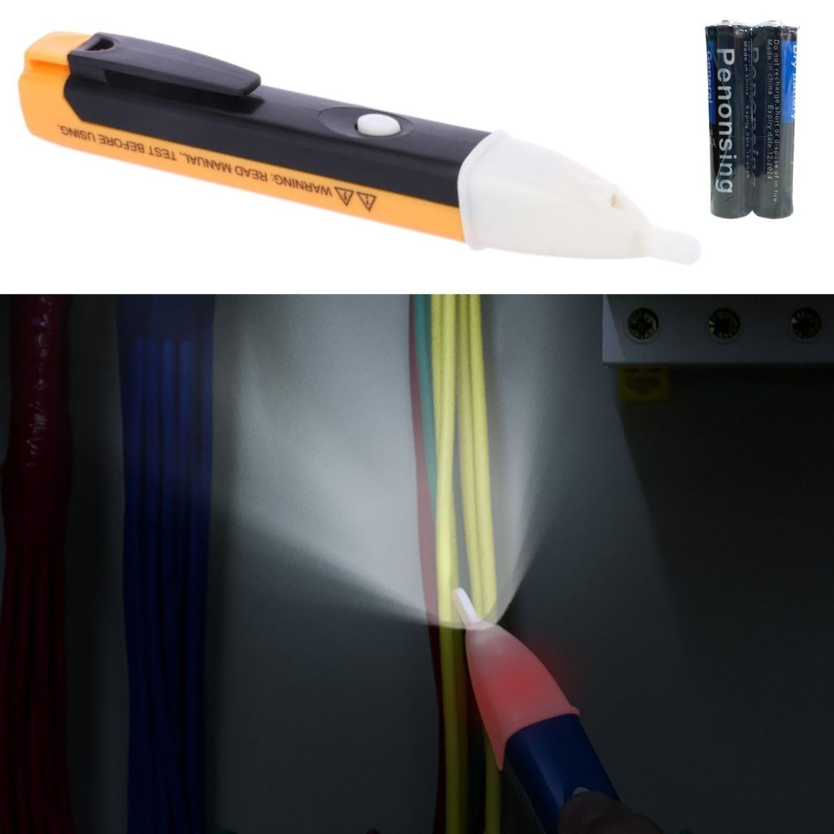 Elektrik Kaçak Dijital Kontrol Kalemi Cihazı -Dedektörlü Temassız Işıklı Kablo Voltaj Test (5538) 2
