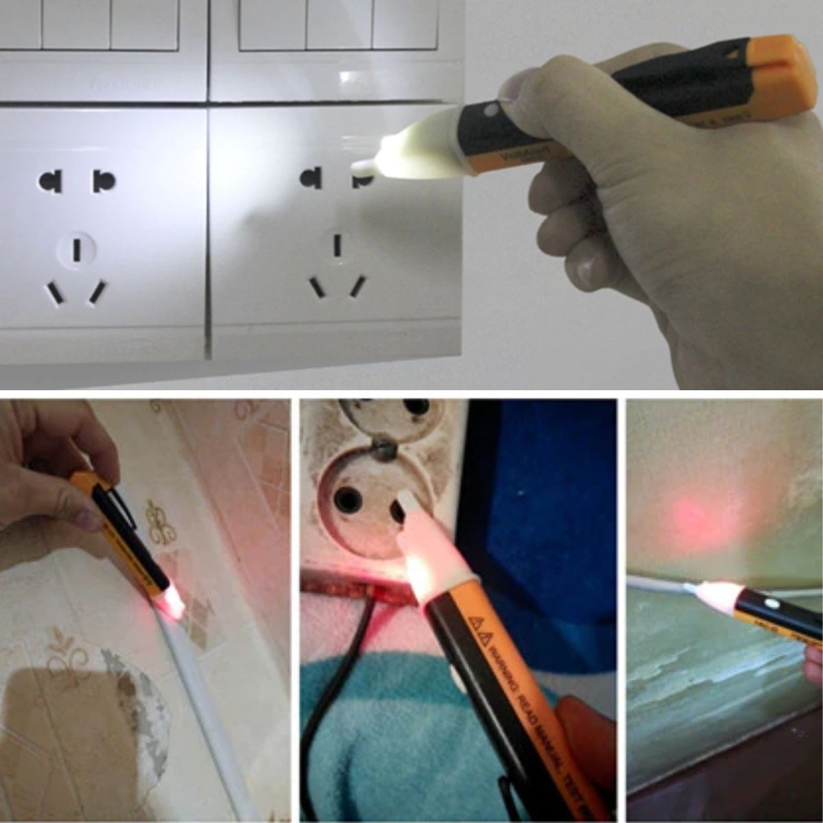 Elektrik Kaçak Dijital Kontrol Kalemi Cihazı -Dedektörlü Temassız Işıklı Kablo Voltaj Test (5538) 3