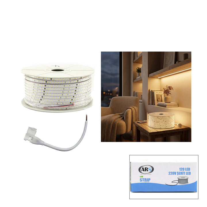 100MT 3000K - GÜN IŞIK DIŞ MEKAN ŞERİT LED 220V 120LED 348983 (5538) 1