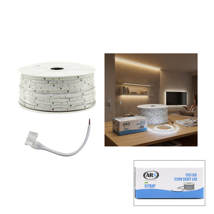 100MT 6500K - BEYAZ DIŞ MEKAN ŞERİT LED 220V 120LED ARS-348985 (5538) 1
