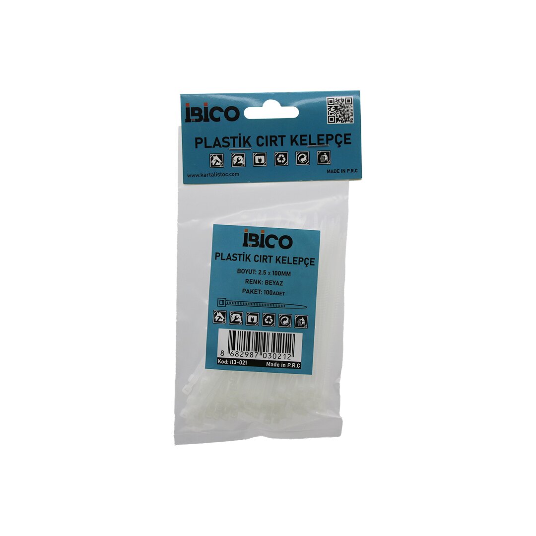 100PCS BEYAZ 2.5X100MM PLASTİK CIRT KELEPÇE (5538) 1