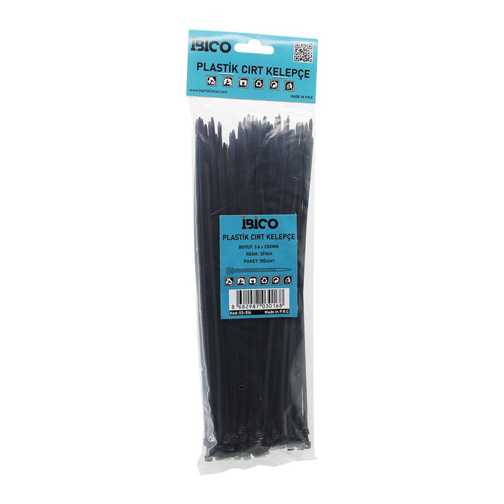 100PCS SİYAH 3.6X250MM PLASTİK CIRT KELEPÇE (5538) 1