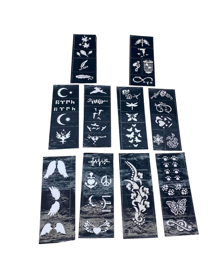 Karışık Desenli Tüp Kına Şablonu - 10'lu Paket - 8x20 cm 1