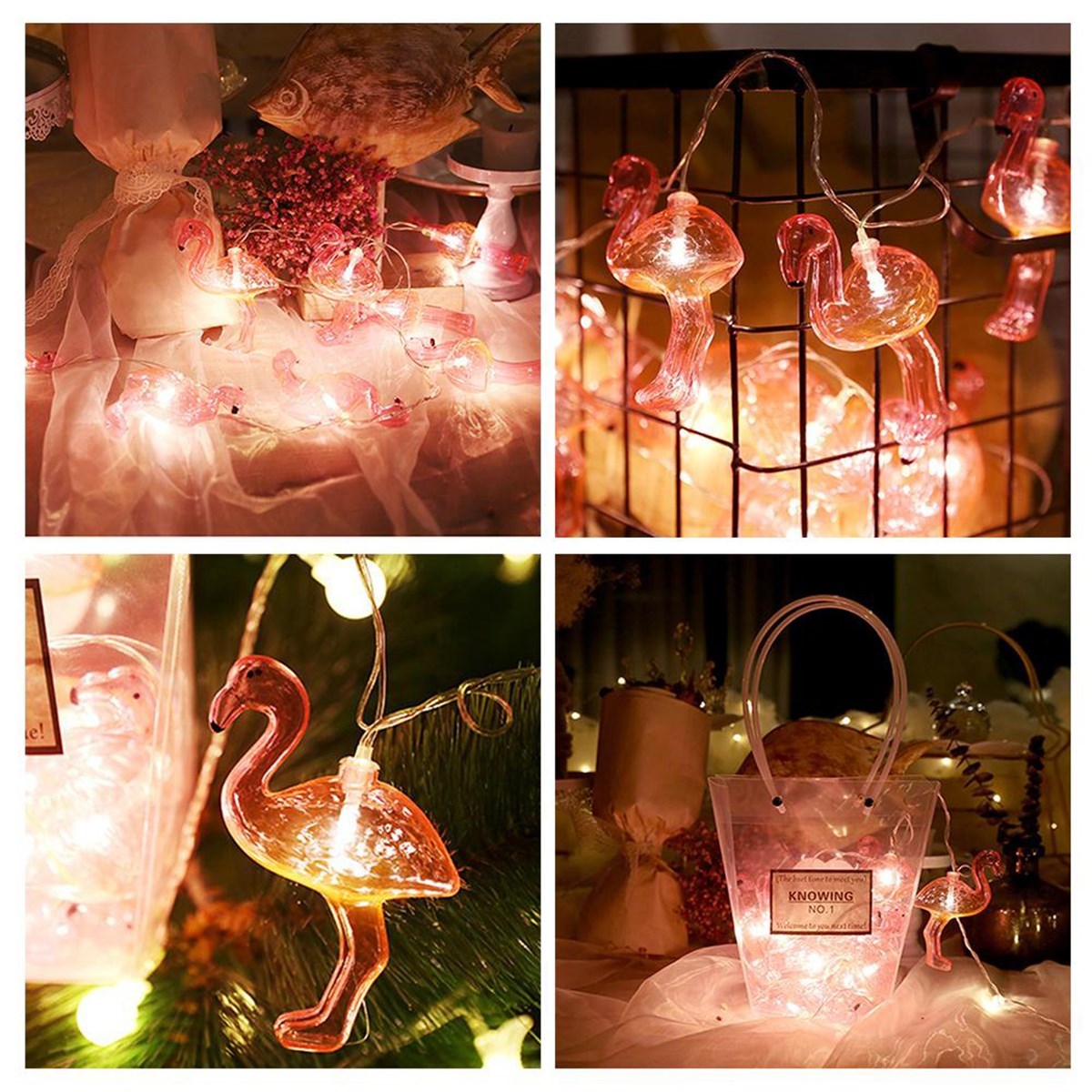 10'lu Pilli Led Flamingo Dekoratif Işık Zinciri Aydınlatma 1,5 Mt (5538) 1