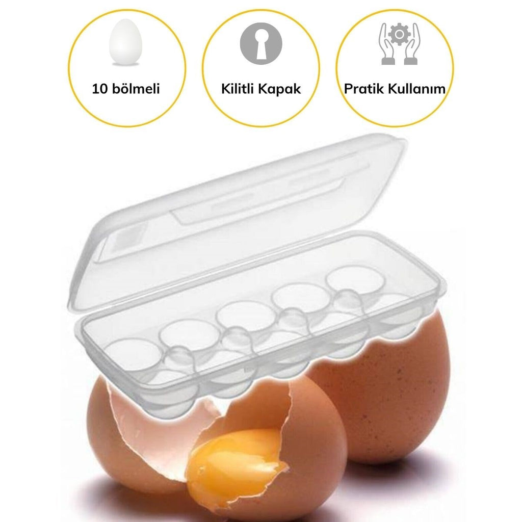 10 Bölmeli Kilitli Kapaklı Yumurtalık Saklama Kutusu YU110 (5538) 3