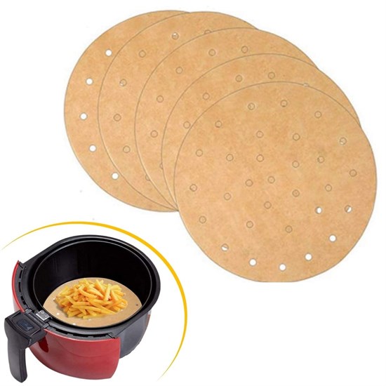 100 Adet Airfryer Pişirme Kağıdı Tek Kullanımlık Hava Fritözü Yuvarlak Delikli Model (5538) 1