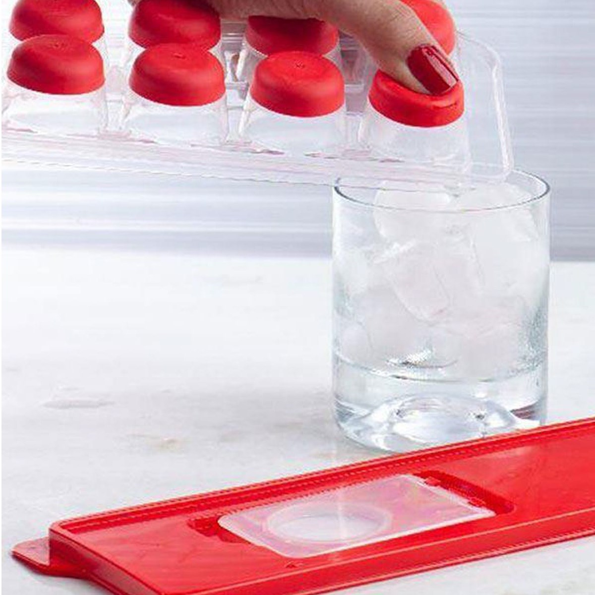 12li Kapaklı Yapışmaz Silikon Tabanlı Plastik Küp Buz Kalıbı (5538) 4