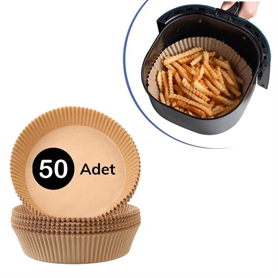 50 Adet Air Fryer Pişirme Kağıdı Tek Kullanımlık Hava Fritöz Yağ Geçirmez Yapışmaz Tabak Model (5538) 1