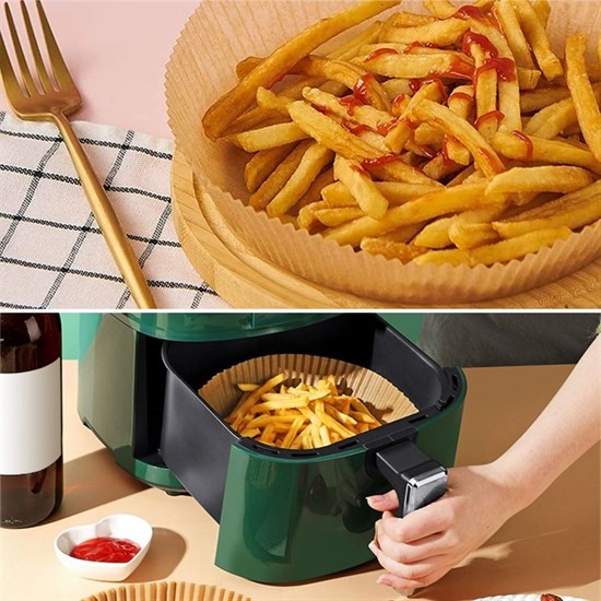 50 Adet Air Fryer Pişirme Kağıdı Tek Kullanımlık Hava Fritöz Yağ Geçirmez Yapışmaz Tabak Model (5538) 3