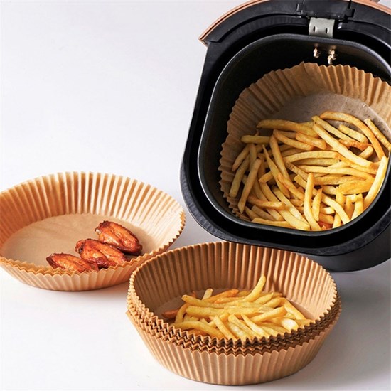 50 Adet Air Fryer Pişirme Kağıdı Tek Kullanımlık Hava Fritöz Yağ Geçirmez Yapışmaz Tabak Model (5538) 4