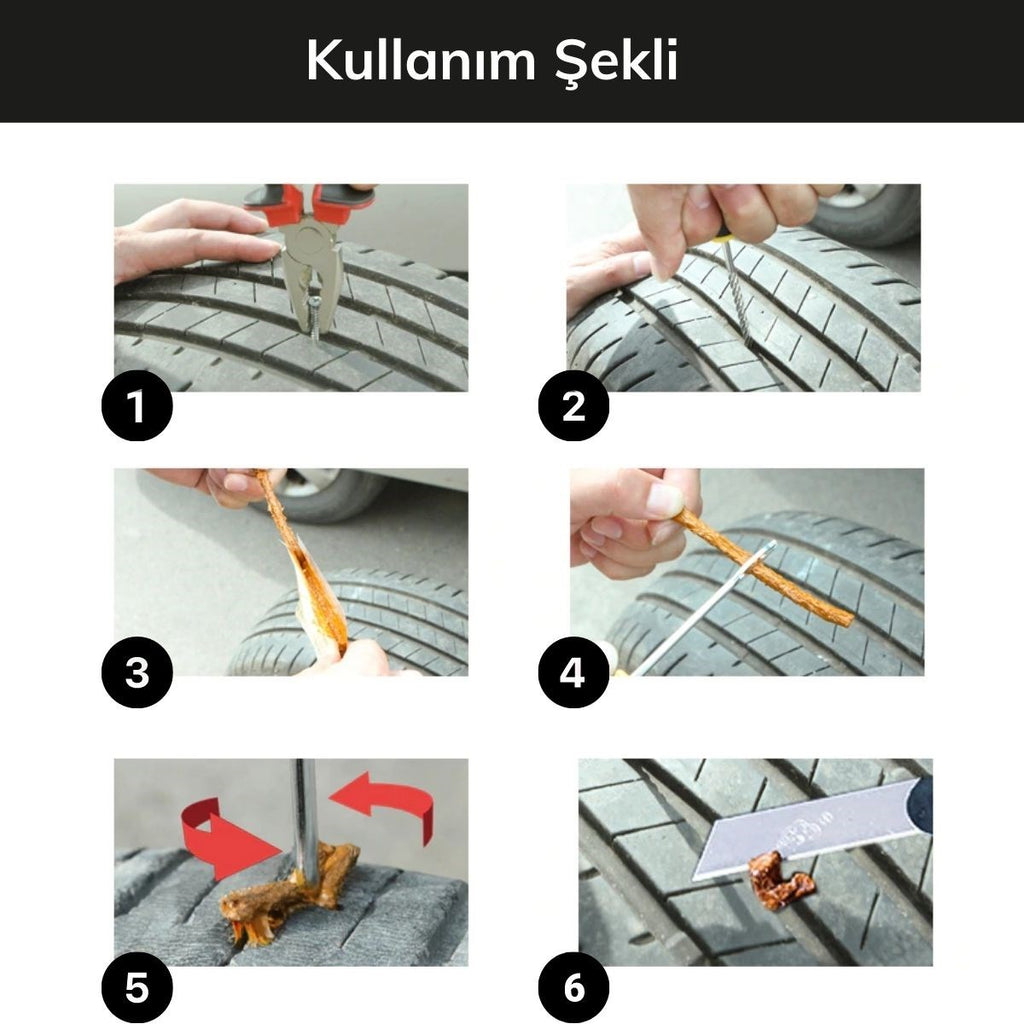 6 Parça Araba Motosiklet Otomobil Bisiklet Lastik Tamir Kiti Araç Bakım Seti (5538) 5