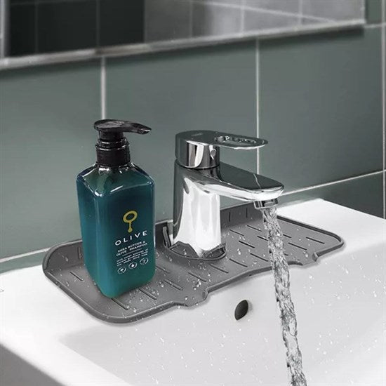 Lavabo İçin Silikon Esnek Mat Musluk Sapı Damlama Tutucu Raf Mutfak Tezgahı Sıçrama Koruma (5538) 3