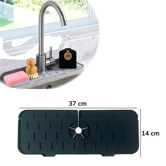 Lavabo İçin Silikon Esnek Mat Musluk Sapı Damlama Tutucu Raf Mutfak Tezgahı Sıçrama Koruma (5538) 4