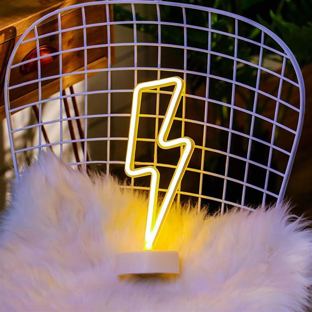 Dekoratif Şimşek Şeklinde Pilli Neon Led Lamba Süs Masa Lambası (5538) 1