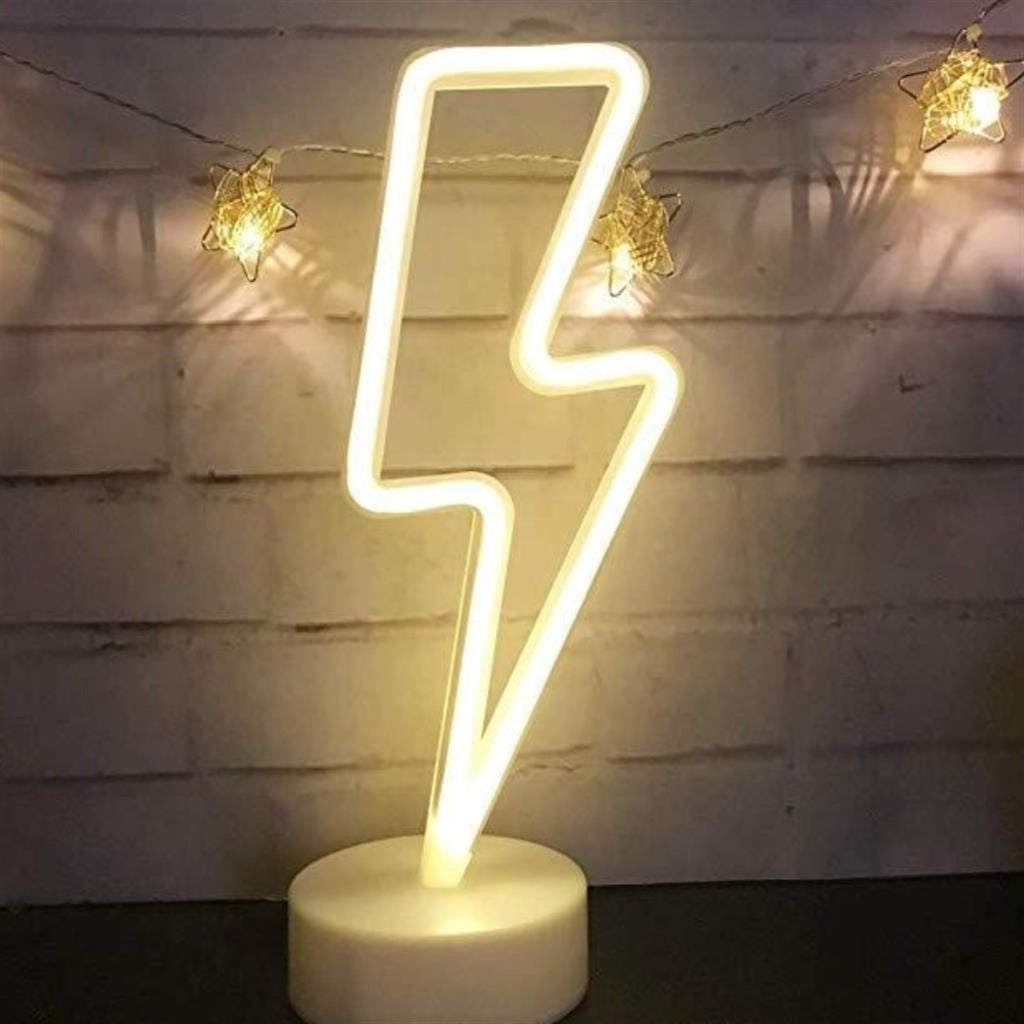 Dekoratif Şimşek Şeklinde Pilli Neon Led Lamba Süs Masa Lambası (5538) 5