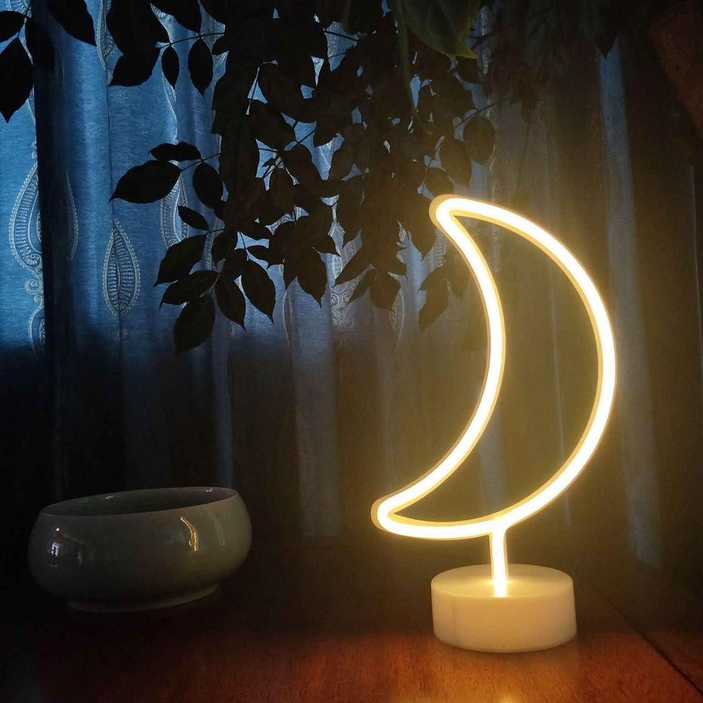 Dekoratif Pilli Ay Tasarımlı 3D Neon Led Masa Ve Gece Lambası (5538) 1