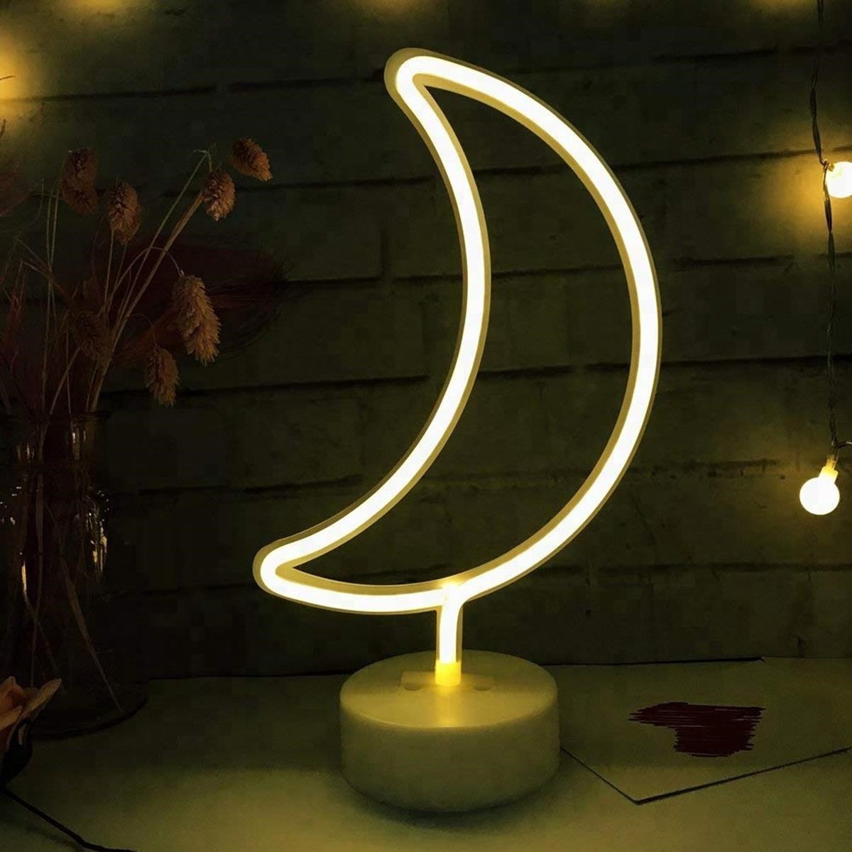 Dekoratif Pilli Ay Tasarımlı 3D Neon Led Masa Ve Gece Lambası (5538) 4