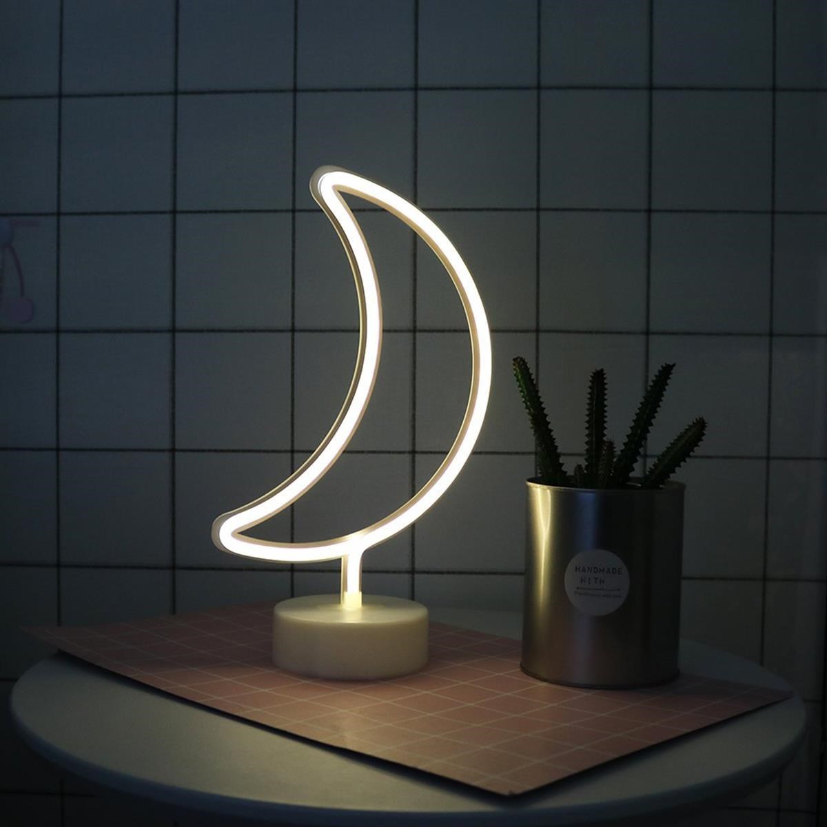 Dekoratif Pilli Ay Tasarımlı 3D Neon Led Masa Ve Gece Lambası (5538) 5