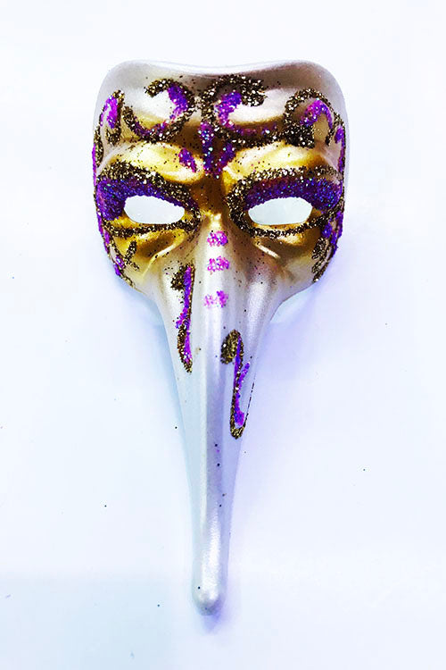 Fuşya Renk İşlemeli Seramik Malzemeden İmal Venedik Uzun Maske Magnet (5538) 1