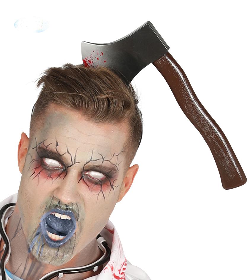Kafaya Saplanmış Halloween Kanlı Balta Şaka Tacı (5538) 4