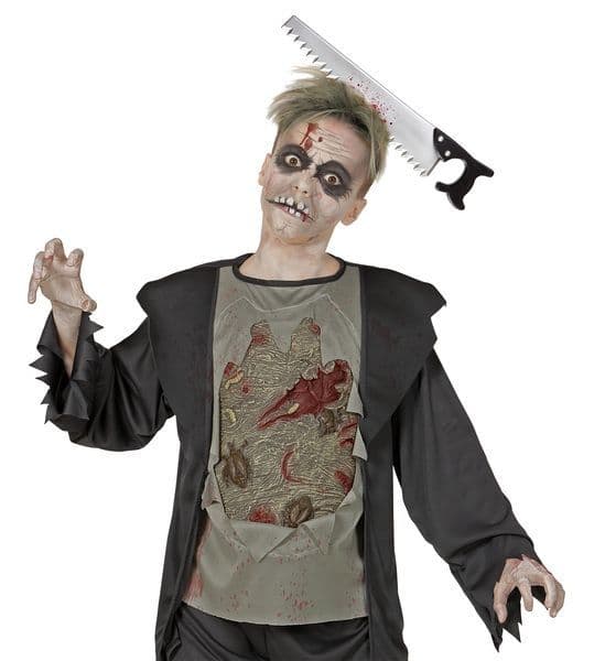 Kafaya Saplanmış Halloween Kanlı Testere Şaka Tacı (5538) 4