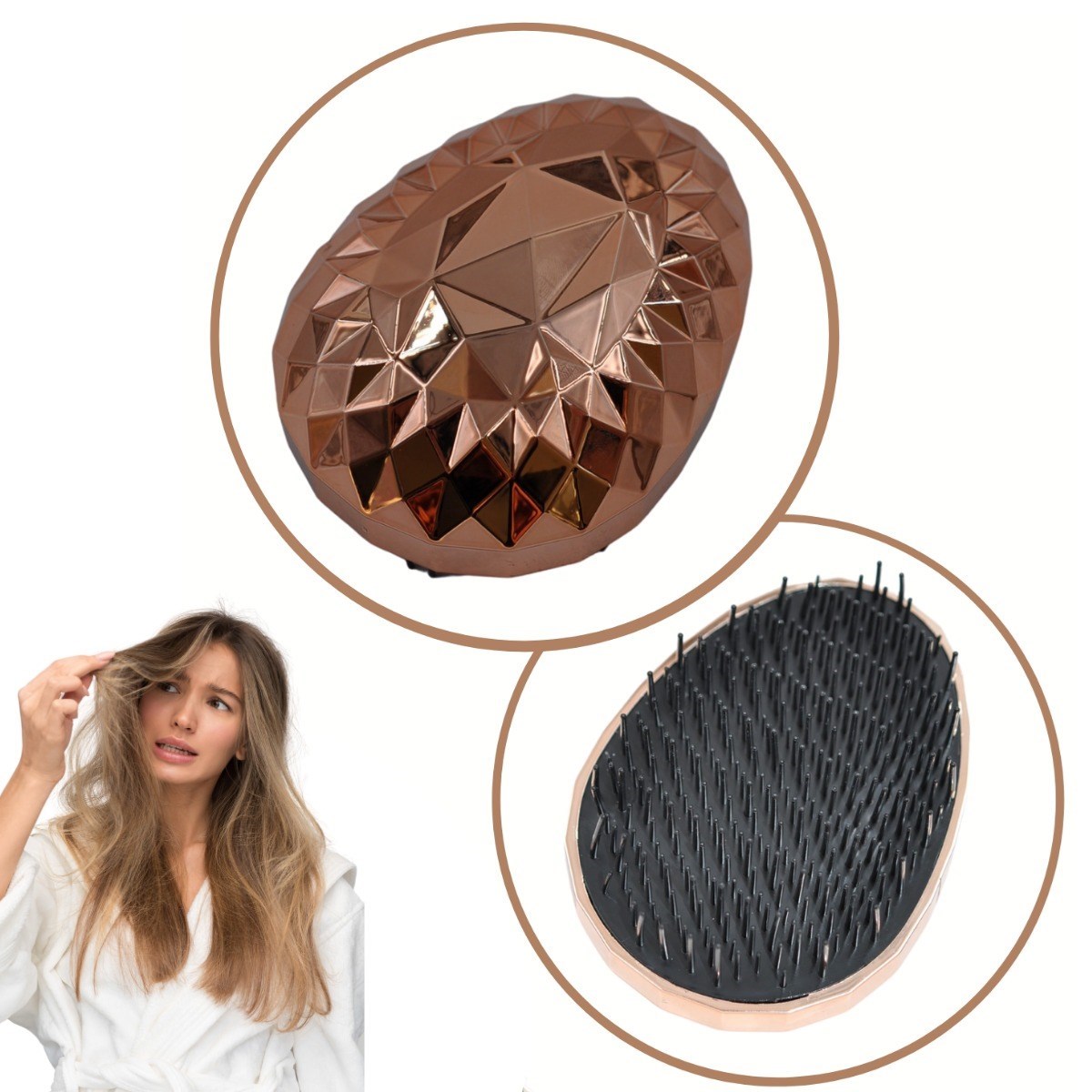 Rose Gold Saç Düzleştirici Tarak Geniş Aralıklı Her Saç Tipine Uygun Fırçalı Saç Düzleştirici (5538) 1