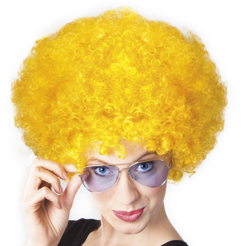 Sarı Renk Kıvırcık Afro Bonus Peruk (5538) 2
