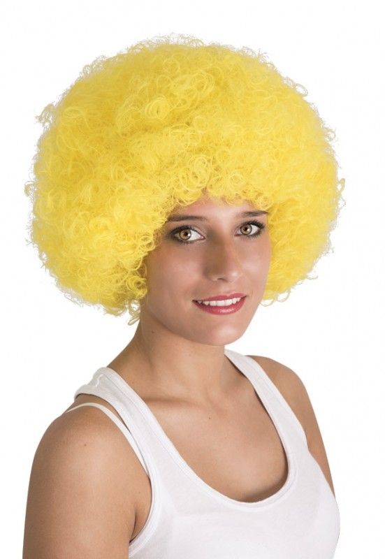 Sarı Renk Kıvırcık Afro Bonus Peruk (5538) 4