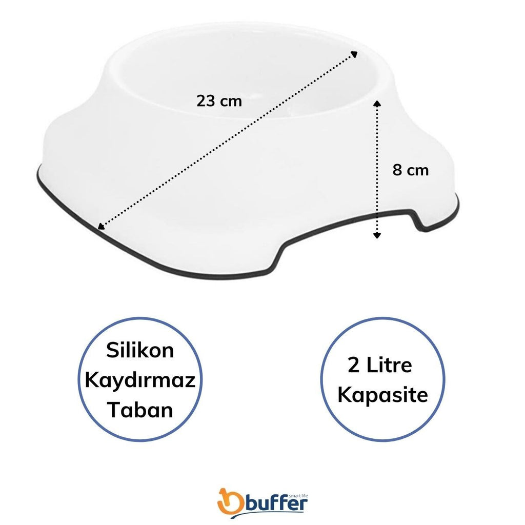 Silikon Kaydırmaz Taban Plastik Kedi ve Köpek Mama ve Su Kabı 2 L (5538) 3