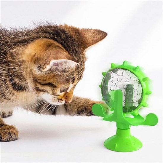 Vantuzlu Zilli İnteraktif Dönebilen Mama Kaplı Renkli Eğlenceli Eğitici Kedi Oyuncağı (5538) 2