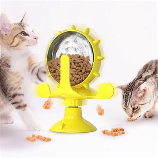 Vantuzlu Zilli İnteraktif Dönebilen Mama Kaplı Renkli Eğlenceli Eğitici Kedi Oyuncağı (5538) 3
