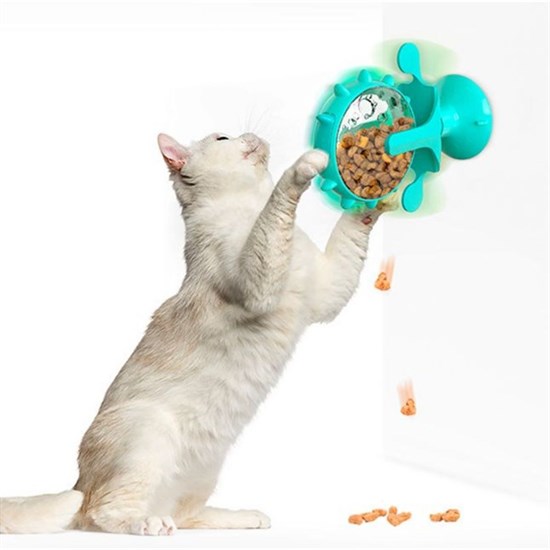 Vantuzlu Zilli İnteraktif Dönebilen Mama Kaplı Renkli Eğlenceli Eğitici Kedi Oyuncağı (5538) 4