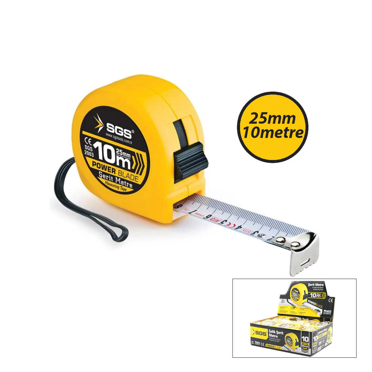 12 ADET 10MT X 25MT STOPLU ŞERİT METRE (5538) 1