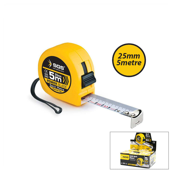 12 ADET 5MT X 25MT STOPLU ŞERİT METRE (5538) 1