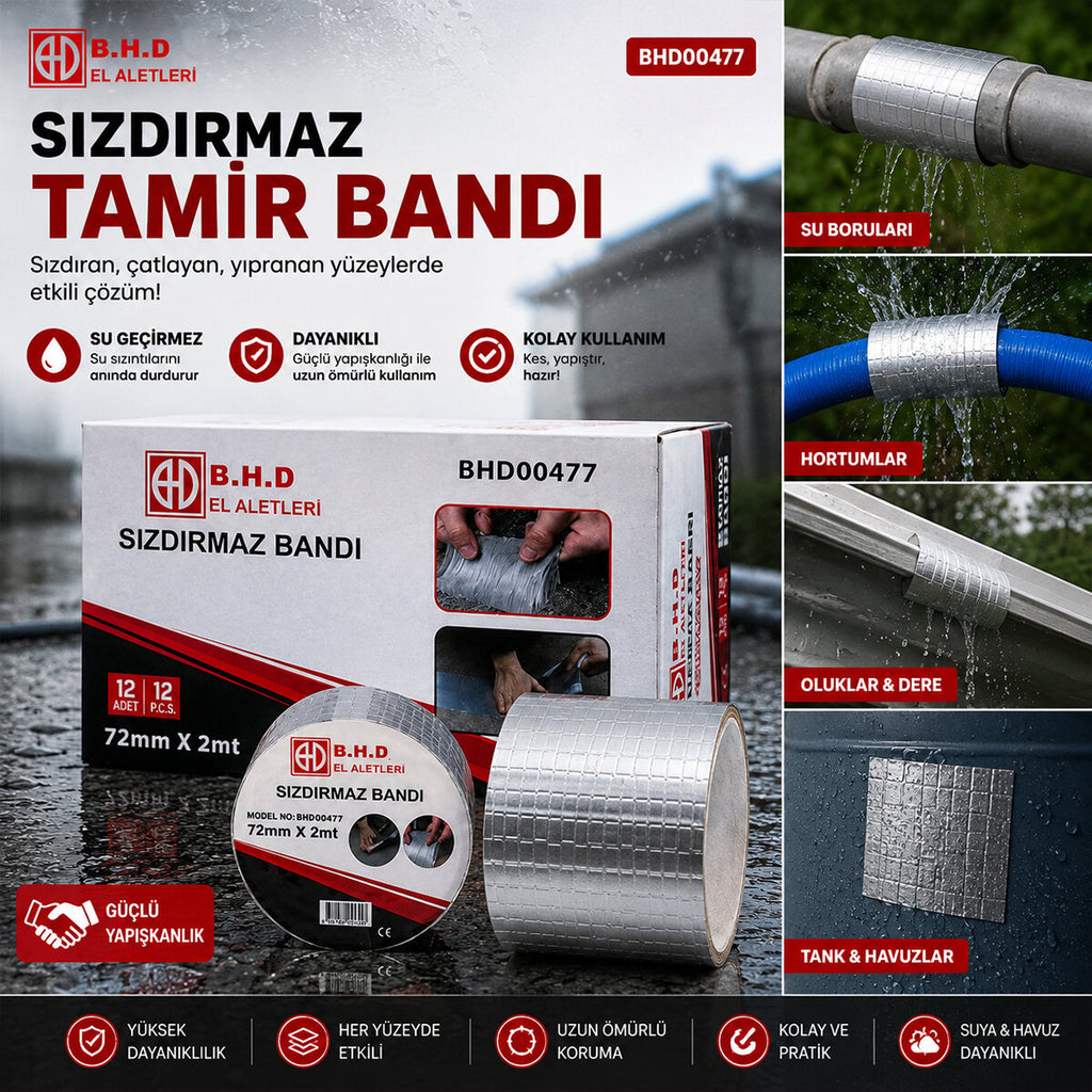 12 ADET 72MMX2MT SU SIZDIRMAZ SAKIZ TAMİR BANTI (5538) 2