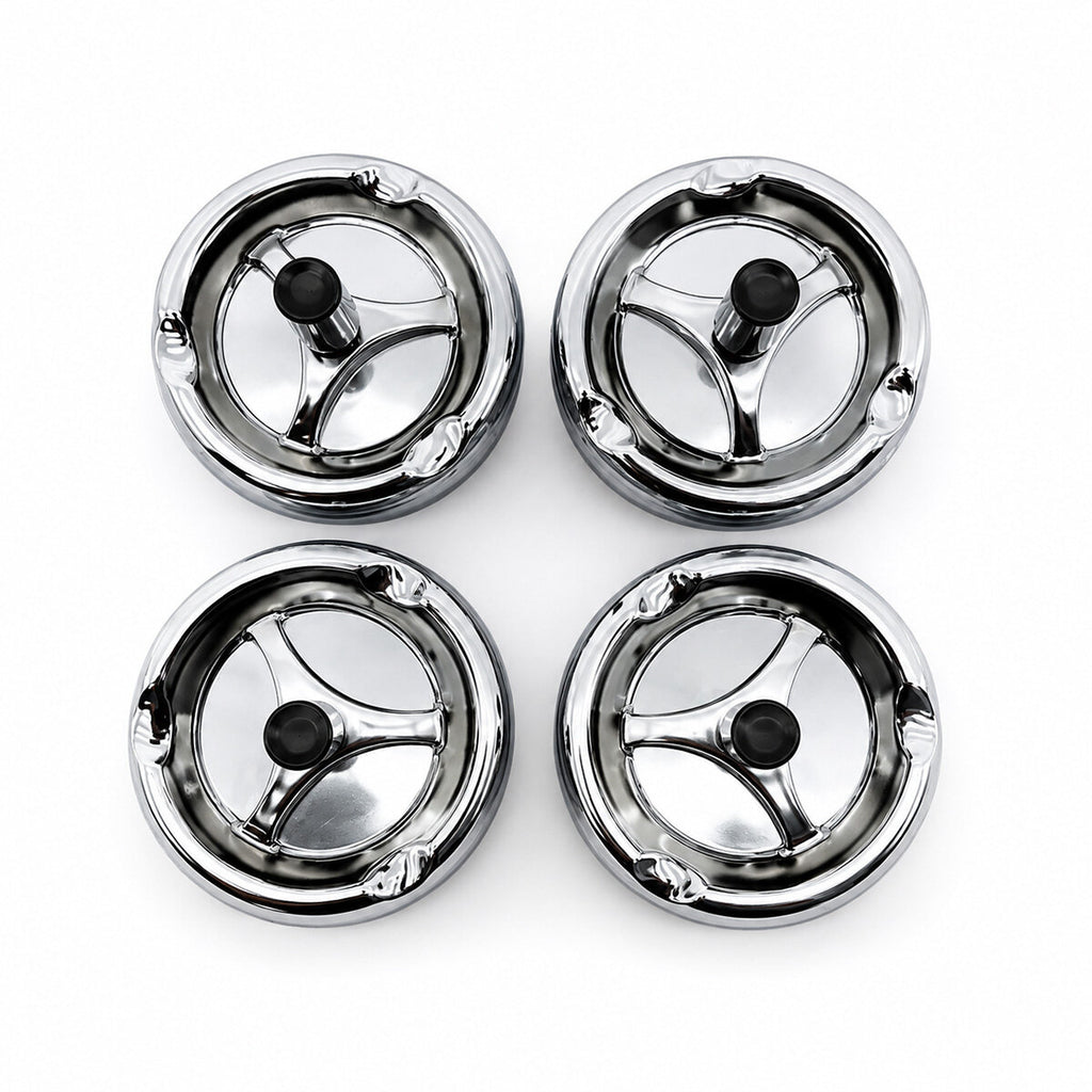 12 ADET ASHTRAY YUVARLAK - BASMALI METAL KÜLLÜK (5538) 2