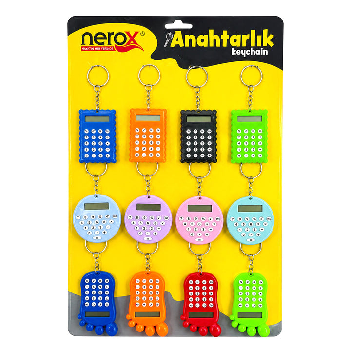 12 ADET HESAP MAK. ANAHTARLIK RENKLİ PLASTİK NRX-4089 (5538) 1