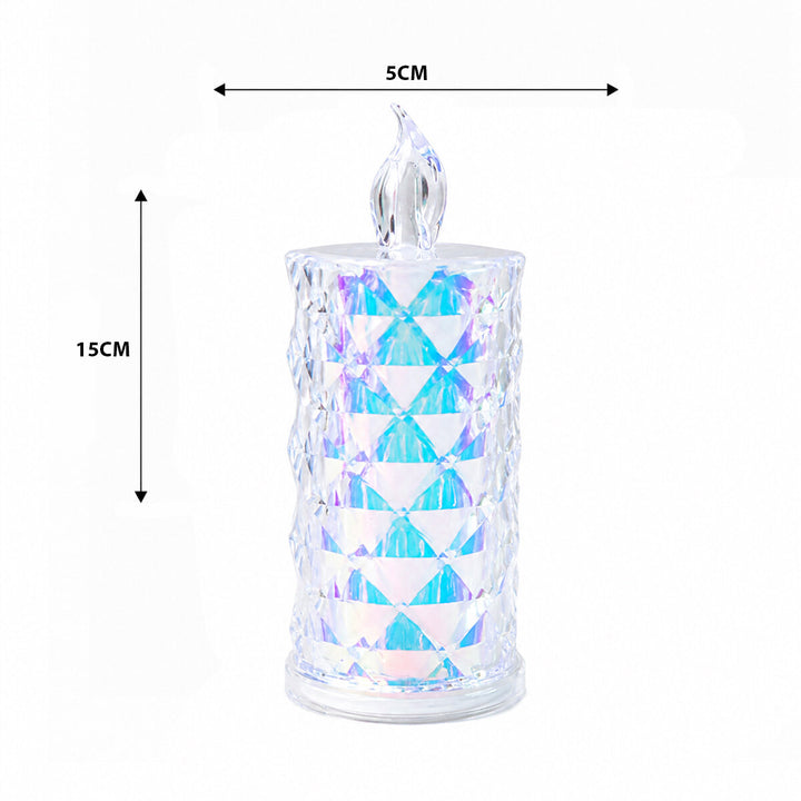 12 ADET LED CANDLE KAMP BÜYÜK BOY= ÇAP:5CM - Y: 16CM PİLLİ LED MUM MİKA KRİSTAL PLASTİK YAKUT-13637 (5538) 1