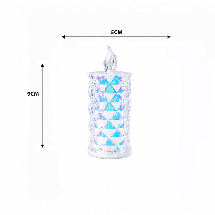 12 ADET LED CANDLE KAMP KÜÇÜK BOY= ÇAP:5CM - Y: 9CM PİLLİ LED MUM MİKA KRİSTAL PLASTİK YAKUT-13635 (5538) 1
