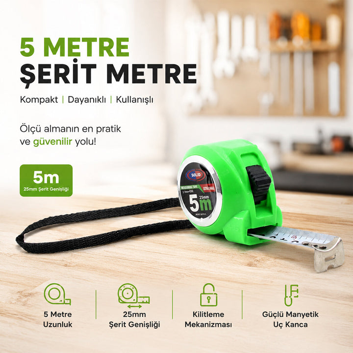 12 ADET MEASURING TAPE 5MTX25MM ŞERİT METRE (5538) 1